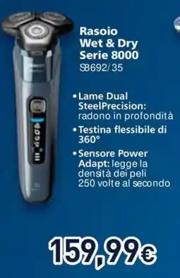 Unieuro PHILIPS Rasoio Wet & Dry Serie 8000 $8692/35 offerta