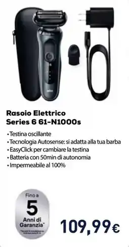 Unieuro BRAUN Rasoio Elettrico Series 6 61-N1000s offerta