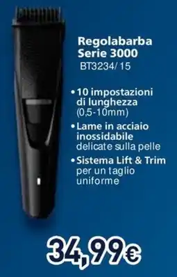 Unieuro PHILIPS Regolabarba Serie 3000 BT3234/15 offerta