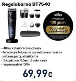 Unieuro BRAUN Regolabarba BT7540 offerta