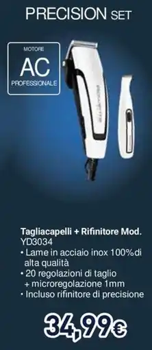 Unieuro Rowenta Tagliacapelli + Rifinitore Mod. YD3034 offerta