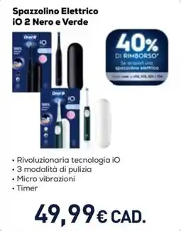 Unieuro Oral-B Spazzolino Elettrico iO 2 Nero e Verde offerta