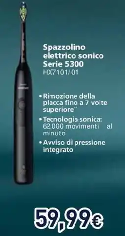 Unieuro Philips Spazzolino elettrico sonico Serie 5300 HX7101/01 offerta