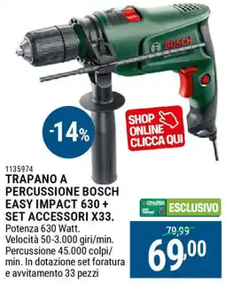 Cfadda Trapano a percussione bosch easy impact 630 + set accessori X33 offerta