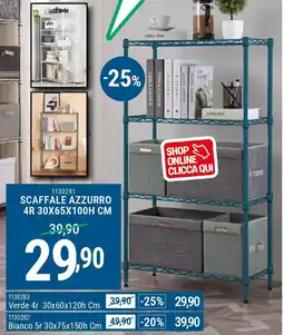 Cfadda Scaffale azzurro 4R 30x65x100h cm offerta