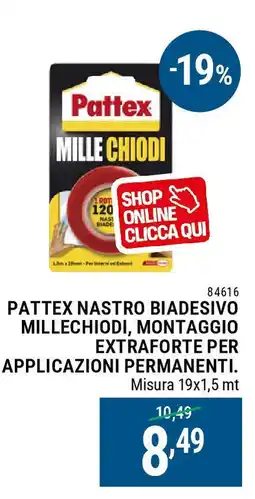 Cfadda Pattex nastro biadesivo millechiodi, montaggio extraforte per applicazioni permanenti offerta