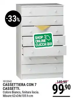 Cfadda Cassettiera con 7 cassetti offerta