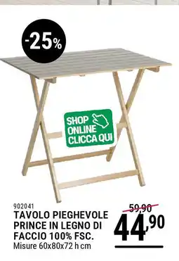 Cfadda Tavolo pieghevole prince in legno di faccio 100% FSC offerta