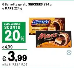 Iper La Grande 6 Barrette gelato SNICKERS o MARS offerta