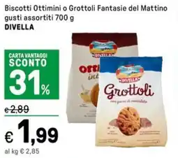 Iper La Grande Biscotti Ottimini o Grottoli Fantasie del Mattino gusti assortiti DIVELLA offerta