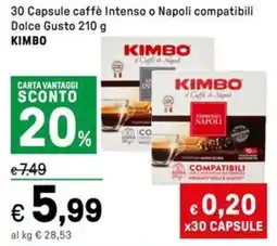 Iper La Grande 30 Capsule caffè Intenso o Napoli compatibili Dolce Gusto KIMBO offerta