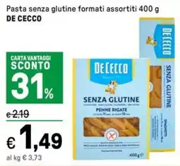 Iper La Grande Pasta senza glutine formati assortiti DE CECCO offerta