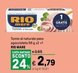 Iper La Grande Tonno al naturale peso sgocciolato RIO MARE offerta