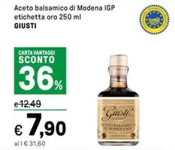 Iper La Grande Aceto balsamico di Modena IGP etichetta oro GIUSTI offerta