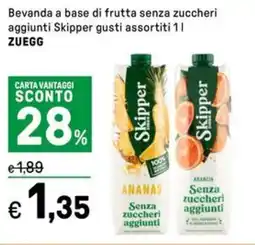 Iper La Grande Bevanda a base di frutta senza zuccheri aggiunti Skipper gusti assortiti ZUEGG offerta