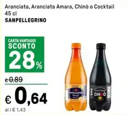 Iper La Grande Aranciata, Aranciata Amara, Chino o Cocktail SANPELLEGRINO offerta