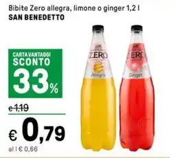 Iper La Grande Bibite Zero allegra, limone o ginger SAN BENEDETTO offerta