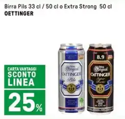 Iper La Grande Birra Pils o Extra Strong OETTINGER offerta