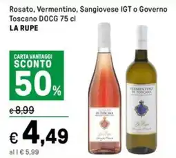 Iper La Grande Rosato, Vermentino, Sangiovese IGT o Governo Toscano DOCG LA RUPE offerta