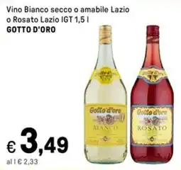 Iper La Grande Vino Bianco secco o amabile Lazio o Rosato Lazio IGT GOTTO D'ORO offerta