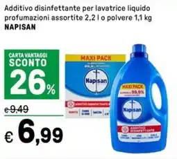 Iper La Grande Additivo disinfettante per lavatrice liquido profumazioni assortite o polvere NAPISAN offerta