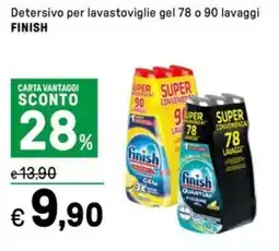 Iper La Grande Detersivo per lavastoviglie gel 78 o 90 lavaggi FINISH offerta