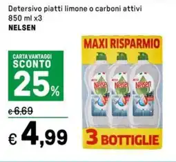 Iper La Grande Detersivo piatti limone o carboni attivi NELSEN offerta