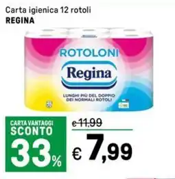 Iper La Grande Carta igienica 12 rotoli REGINA offerta
