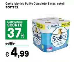 Iper La Grande Carta igienica Pulito Completo 8 maxi rotoli SCOTTEX offerta