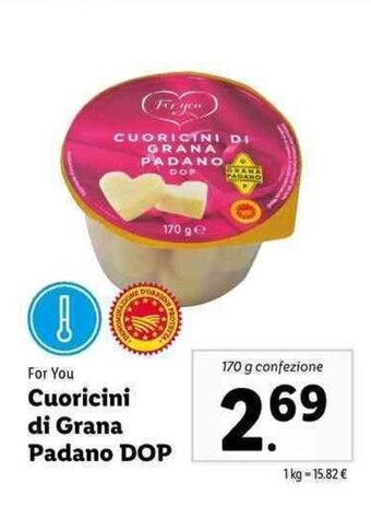 Lidl For You Cuoricini di Grana Padano DOP 170g offerta