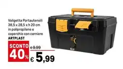 Iper La Grande Valigetta Portautensili 38,5 x 28,5 x h 20 cm in polipropilene e coperchio con cerniere ARTPLAST offerta