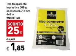 Iper La Grande Telo trasparente in plastica, spessore 0,012 mm 4x6 m WORKTIME offerta