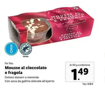 Lidl For You Mousse al cioccolato e fragola 2x90g offerta