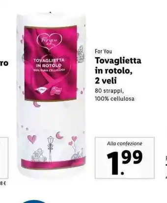 Lidl For Your Tovaglietta in rotolo, 2 veli 80 strappi offerta