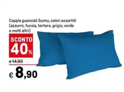 Iper La Grande Coppia guanciali Sunny, colori assortiti (azzurro, fucsia, tortora, grigio, verde e molti altri) offerta