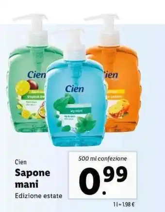 Lidl Cien Sapone mani 500ml offerta