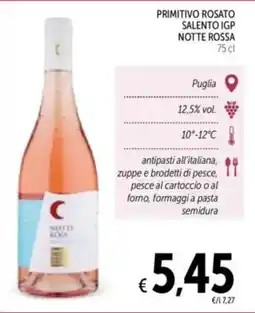 Spazio Conad Primitivo rosato salento igp NOTTE ROSSA offerta