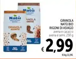 Spazio Conad Granola natù bio RIGONI DI ASIAGO offerta