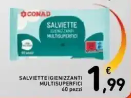 Spazio Conad Salviette igienizzanti multisuperfici 60 pezzi offerta