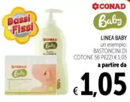 Spazio Conad Linea baby bastoncini di cotone 56 pezzi offerta