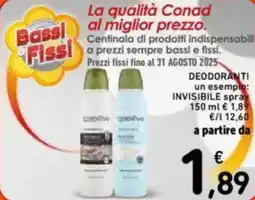 Spazio Conad Deodoranti INVISIBILE spray offerta