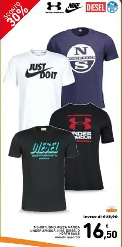 Spazio Conad T-shirt uomo mezza manica UNDER ARMOUR, NIKE, DIESEL O NORTH SAILS offerta