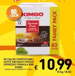 Spazio Conad 80 cialde compostabili caffè macinato fresco espresso formula bar KIMBO offerta
