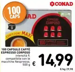 Spazio Conad 100 capsule caffè espresso CORPOSO offerta