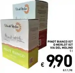Spazio Conad Pinot bianco igt o merlot IGT VIA DEL MOLINO offerta