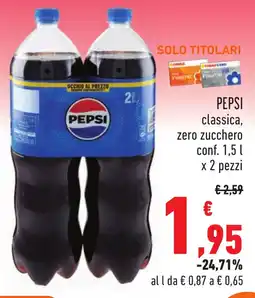 Conad PEPSI classica, zero zucchero offerta