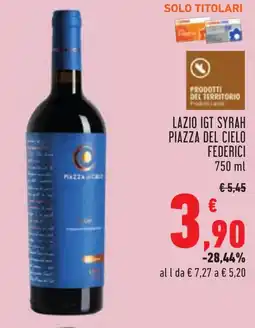 Conad Lazio igt syrah piazza del cielo FEDERICI offerta