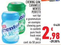 Conad Chewing gum, caramellé MENTOS PERFETTI offerta
