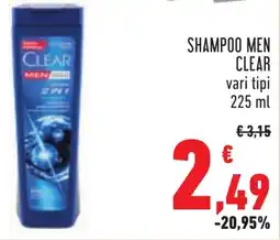 Conad Shampoo men CLEAR vari tipi offerta
