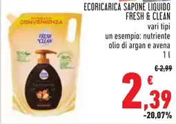 Conad Ecoricarica sapone liquido FRESH & CLEAN offerta